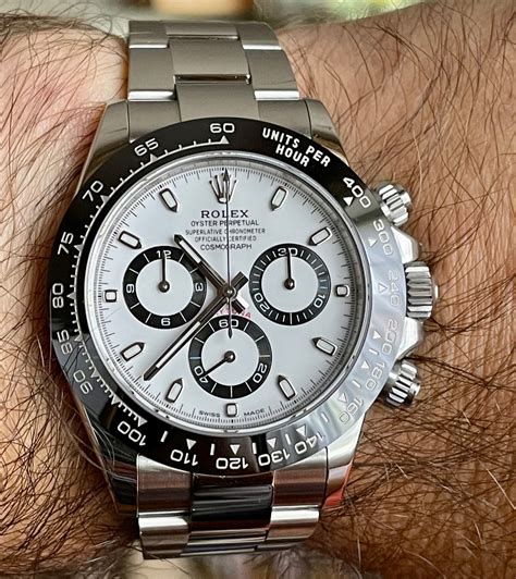 rolex daytona white face panda|rolex daytona price guide.